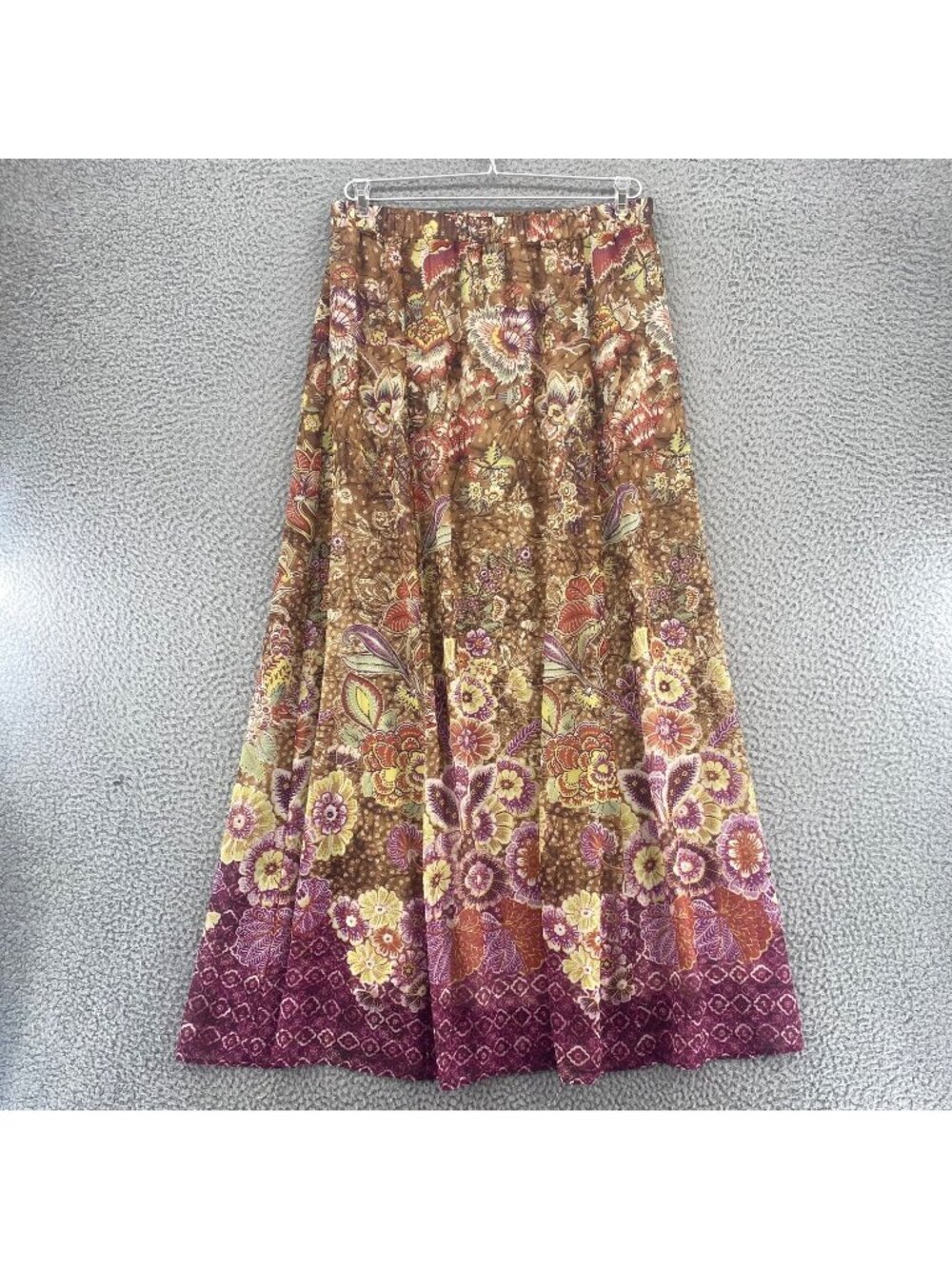 Chicos Skirt Womens 0 US 4 Brown Purple Floral Maxi A Line Stretch Boho Modest